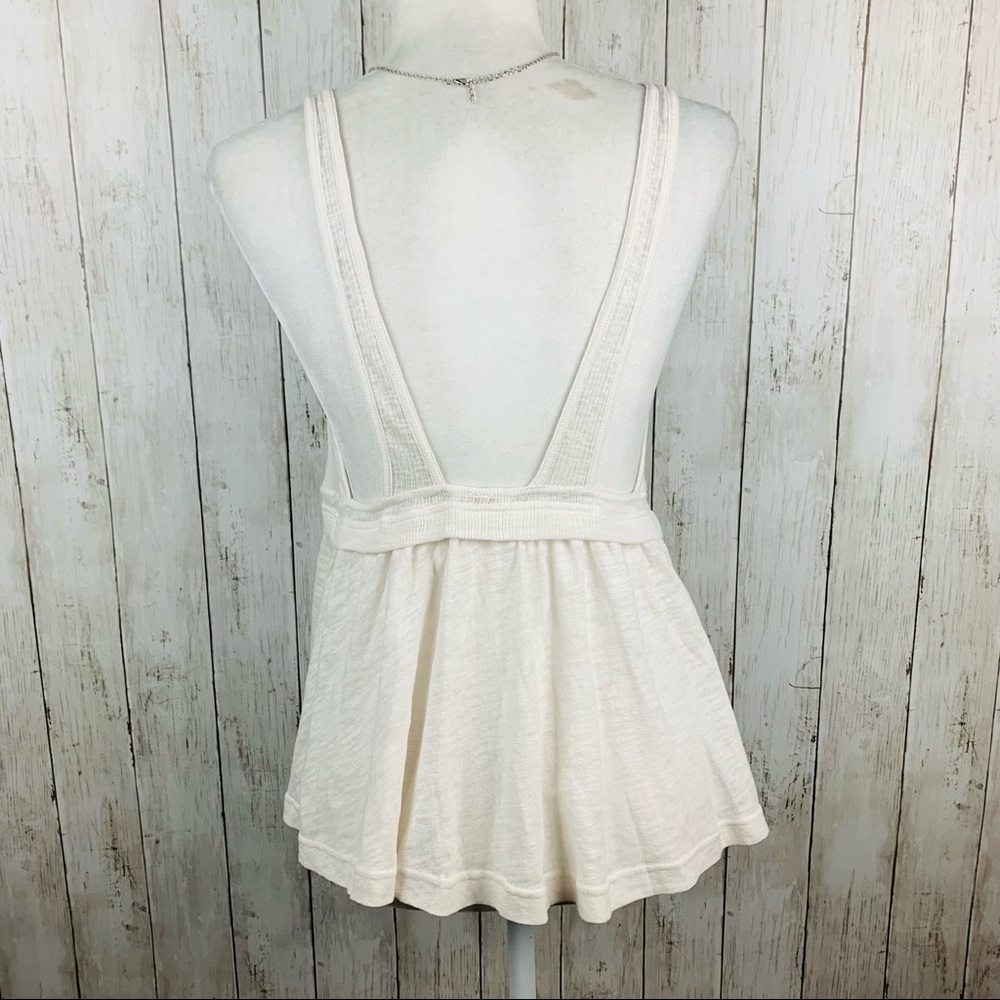 🔥FREE PEOPLE🔥Zinia Deep V-Neck Boho Tunic Tank Top Low-Back White Small NWT - Picture 7 of 9